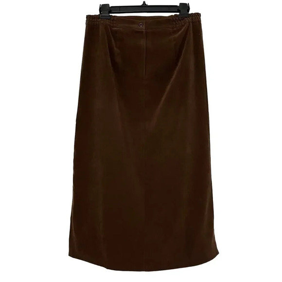Vintage Faux Suede Maxi Skirt Brown Size Petite Medium Western Boho Cottagecore - Picture 2 of 8